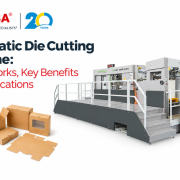 Suba Solutions automatic die cutting machine for packaging with the title “How It Works, Key Benefits and Applications.”